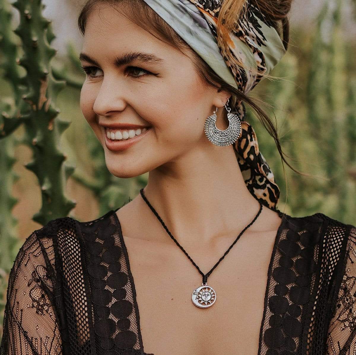 ethnic necklace Moon and Sun Necklace