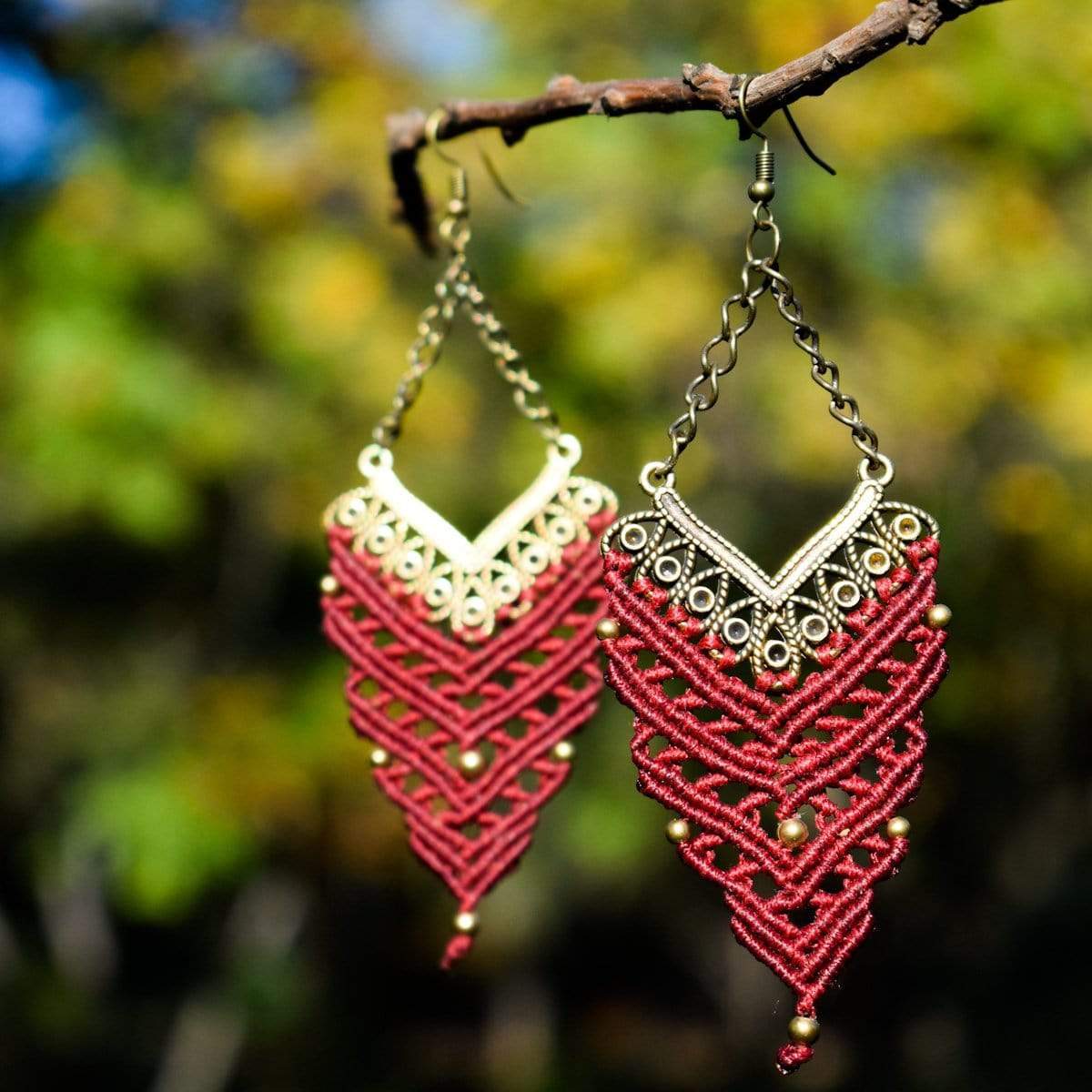 Macrame earrings Armenistis Burgundy Earrings