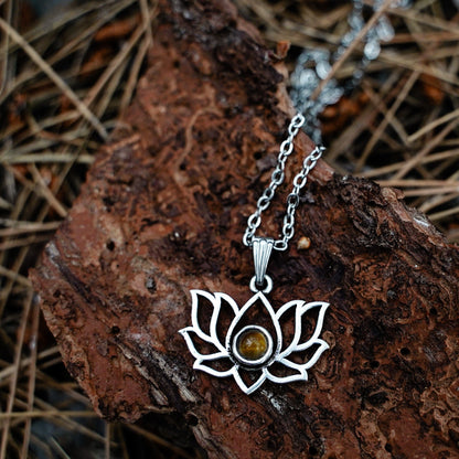 Tiger Eye Spiritual Lotus Necklace